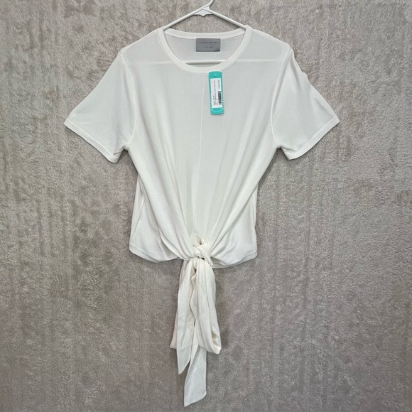 NWT Modern Citizen Jude White Wrap Knit S. Sleeve Top Sz XL Stretchy Front Tie - Picture 1 of 16